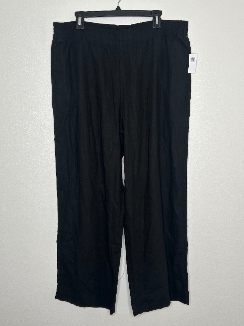 New Old Navy Womens Black Wide Leg Linen Blend Pull-On Pants Size XL NWT